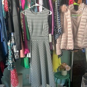 Calvin Klein Pink and Black A-Line Midi Dress